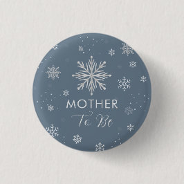Silver Blue Snowflake Mother To Be Baby Shower 缶バッジ