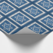 Silver Blue Star of David Customizable Hanukkah ラッピングペーパー (角)