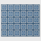 Silver Blue Star of David Customizable Hanukkah ラッピングペーパー (フラット)