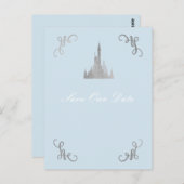 Silver & Blue Storybookプリンセス日付の保存 ポストカード (正面/裏面)