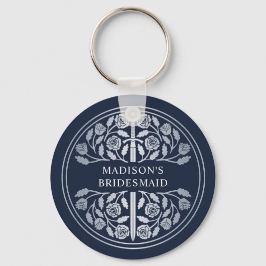Silver Blue Sword Bridesmaid Royal Wedding Gift キーホルダー (正面)