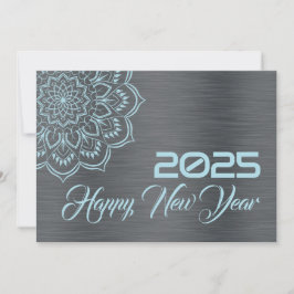 Silver blue wish card New Year with mandala シーズンカード