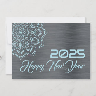 Silver blue wish card New Year with mandala シーズンカード