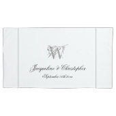 Silver Border & Monogram Names Chic Wedding 枕カバー (正面)