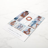 Silver Botanic Christmas Wreath Initials 5 Photos 箔招待状 (回転した状態)