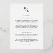 Silver Botanic Christmas Wreath Initials 5 Photos 箔招待状 (裏面)