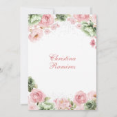 Silver Bow Sage Pink Coquette Floral Quinceanera 招待状 (裏面)