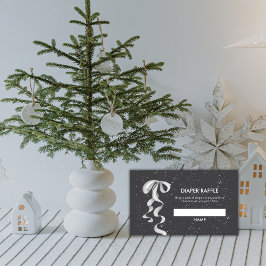 Silver Bow Winter Snow Diaper Raffle Baby Shower エンクロージャーカード