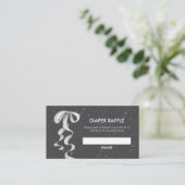 Silver Bow Winter Snow Diaper Raffle Baby Shower  エンクロージャーカード (スタンド正面)