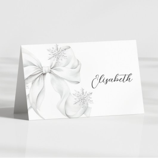 Silver Bow Winter Table Place Card  テーブルナンバー