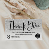 Silver brush font chic white order thank you 名刺
