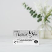 Silver brush font chic white order thank you 名刺 (スタンド正面)