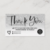 Silver brush font chic white order thank you 名刺 (正面)
