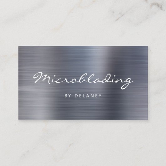 Silver Brushed Metal Script Microblading 名刺 (正面)