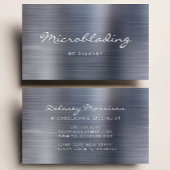 Silver Brushed Metal Script Microblading 名刺