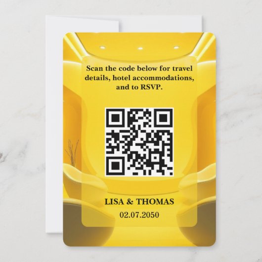 Silver Butter Yellow Modern Wedding 招待状 (裏面)