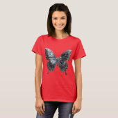 Silver Butterfly with Open Wings Elegant Tシャツ (正面フル)