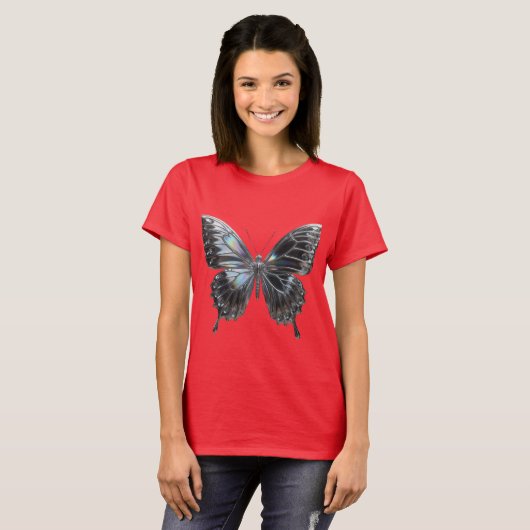 Silver Butterfly with Open Wings Elegant Tシャツ (正面フル)
