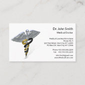 Silver Caduceus Black Gold Medical Reminder 予約カード (正面)