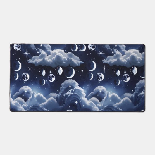 Silver Celestial Moon for Modern Astrology Decor デスクマット (正面)