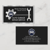 Silver Chain-Wheel Sprocket Spanner Auto Repairs 名刺 (正面/裏面)