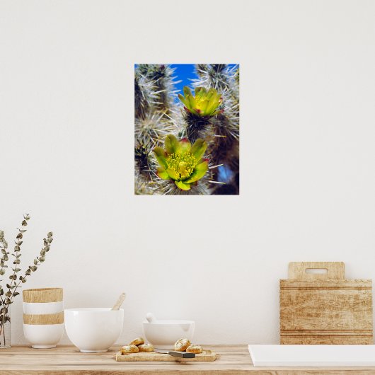 Silver Cholla Cactus Wildflowers ポスター (キッチン)