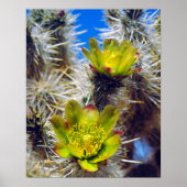 Silver Cholla Cactus Wildflowers ポスター (正面)