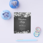 Silver Christmas Lights招待状プログラム&メニュー チラシ (シングル)
