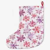 Silver Christmas Purple Red Snowflakes ラージクリスマスストッキング (裏面)