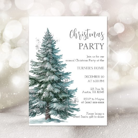 Silver Christmas Tree Christmas Party Invitation シーズンカード
