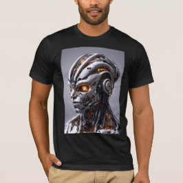 Silver Chrome Cyborg Glowing Orange Sci-Fi Tシャツ