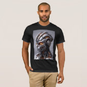 Silver Chrome Cyborg Glowing Orange Sci-Fi Tシャツ (正面フル)
