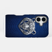 Silver Chrome Geometric Bear Blue Python iPhone 16ケース (裏面横)