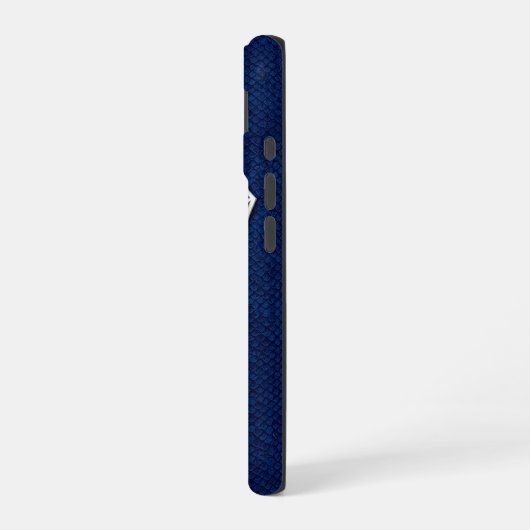 Silver Chrome Geometric Bull Blue Python iPhone 16ケース (左側面)