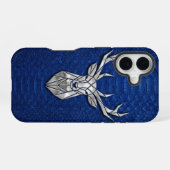 Silver Chrome Geometric Deer Blue Python iPhone 16ケース (裏面横)