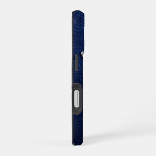 Silver Chrome Geometric Giraffe Blue Python iPhone 16ケース (右側面)