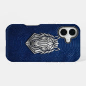 Silver Chrome Geometric Horse Blue Python iPhone 16ケース (裏面横)
