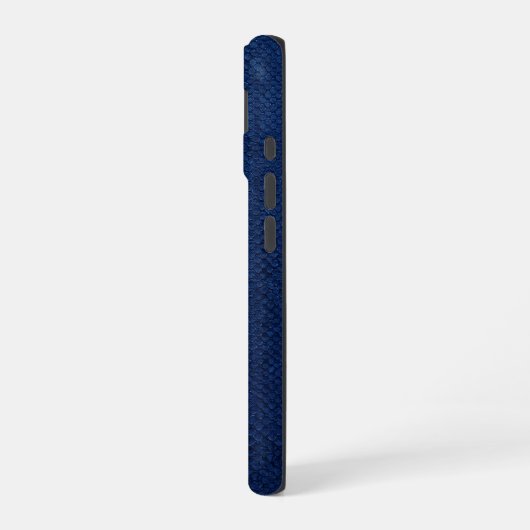 Silver Chrome Geometric Horse Blue Python iPhone 16ケース (左側面)