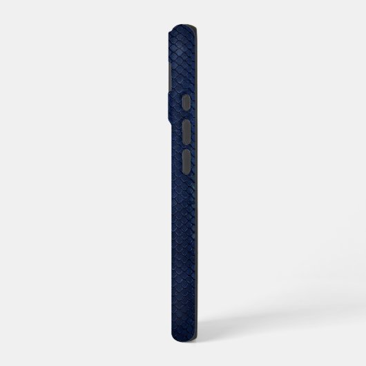 Silver Chrome Geometric Phoenix Blue Python iPhone 16ケース (左側面)