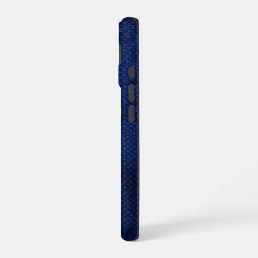 Silver Chrome Geometric Ram Blue Python iPhone 16ケース (左側面)