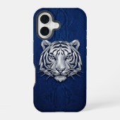 Silver Chrome Geometric Tiger Blue Python iPhone  16ケース (裏面)
