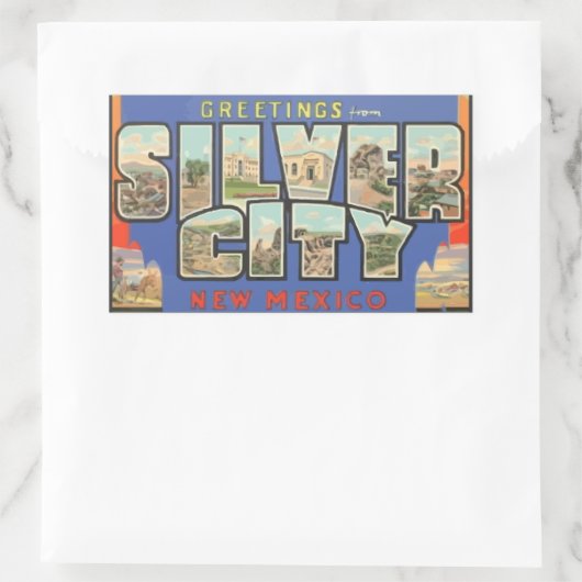 Silver City New Mexicoからの挨拶(ヴィンテージ) 長方形シール (バッグ)