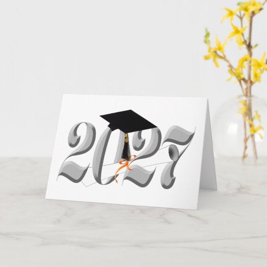 Silver Class of 2027 Graduation カード (黄色い花)