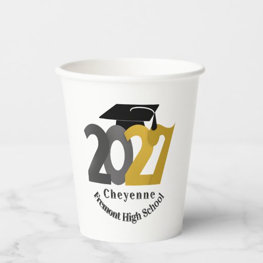 Silver Class of 2027 Graduation 紙コップ (正面)
