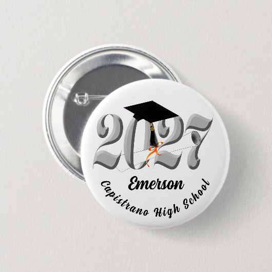 Silver Class of 2027 Graduation 缶バッジ (正面&裏面)