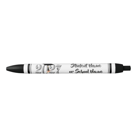 Silver Class of 2027 Graduation 黒ボールペン (正面)