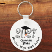 Silver Class of 2027 Photo Graduation キーホルダー (正面)