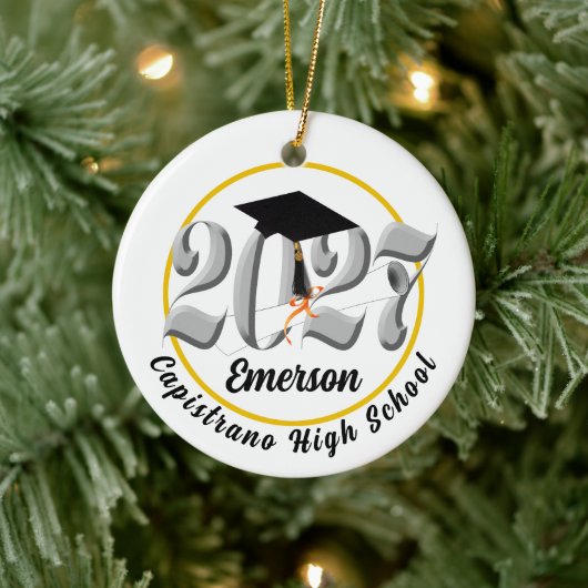 Silver Class of 2027 Photo Graduation セラミックオーナメント (ツリー)