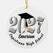 Silver Class of 2027 Photo Graduation セラミックオーナメント (正面)