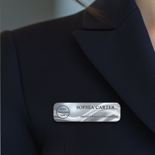 Silver Cloth Classic Name Badge Custom 名札